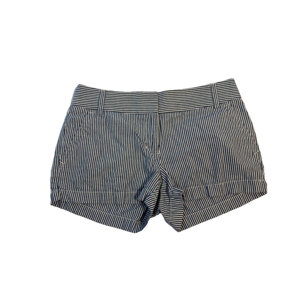 J Crew Women’s Navy Striped Size 0 Shortie Shorts Chino Preppy Soft Girl Glam